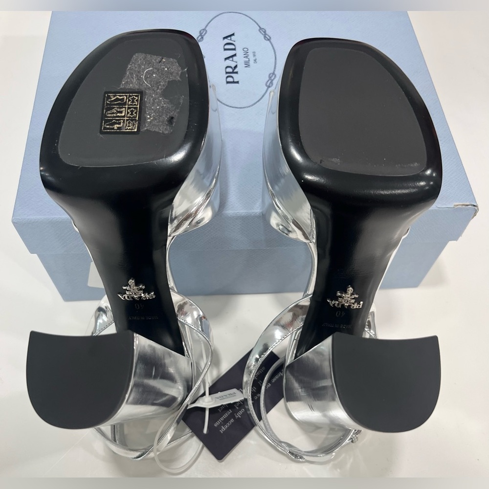 Prada Silver Platform Sandals - Picture 7 of 10